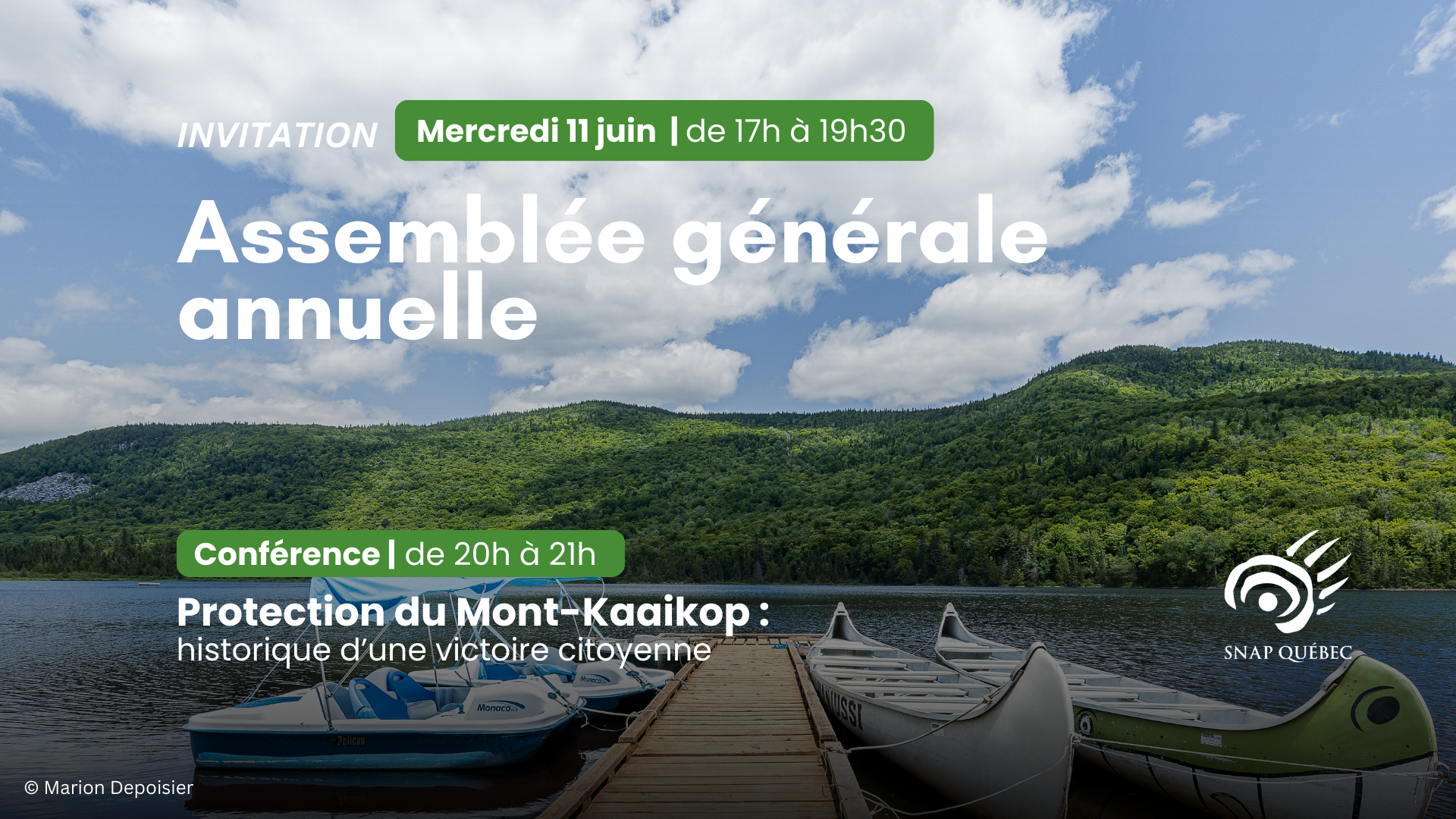 Featured image for “Participez à la conférence sur la protection du Mont-Kaaikop et l’AGA de la SNAP Québec le 11 juin prochain!”