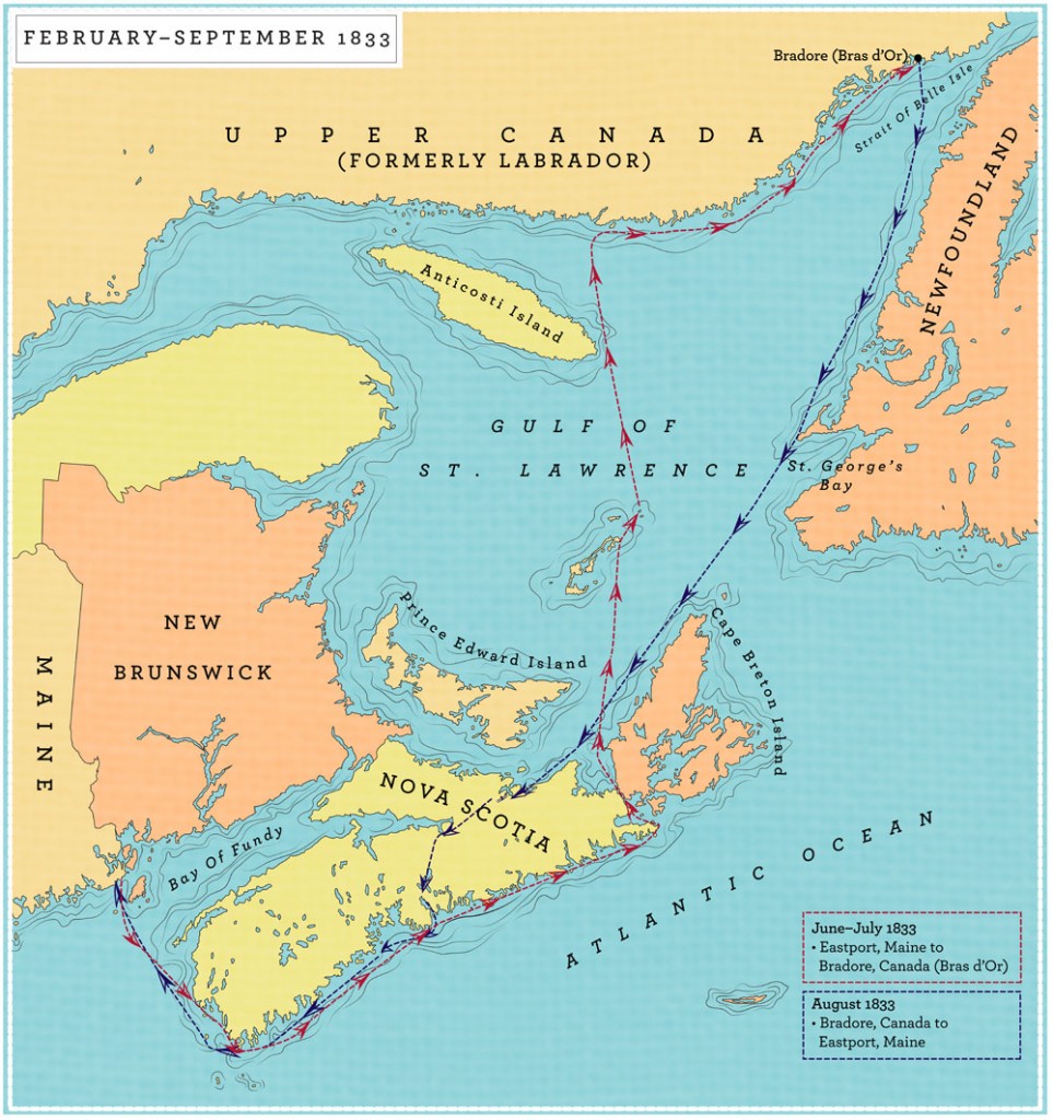 Voyage de John James Audubon et son équipage à l'été 1833
