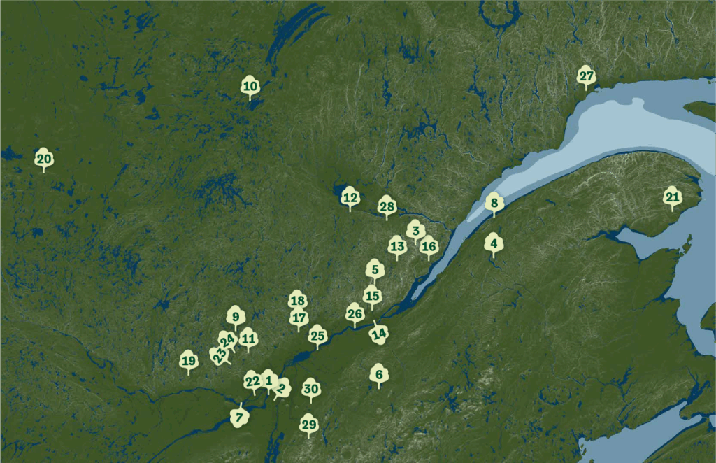 Carte des parcs participants à Grâce à la nature 2025